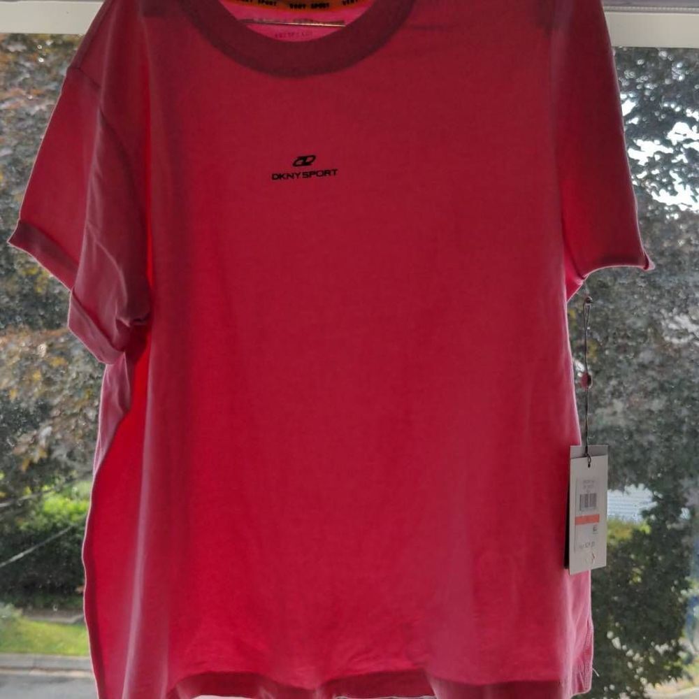 DKNY Women's Sport Cotton Logo T-Shirt Atomic Pink Size XS